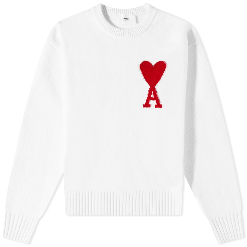 Sweater AMI Large Crewneck Hvid | H21K009-018-100, 0