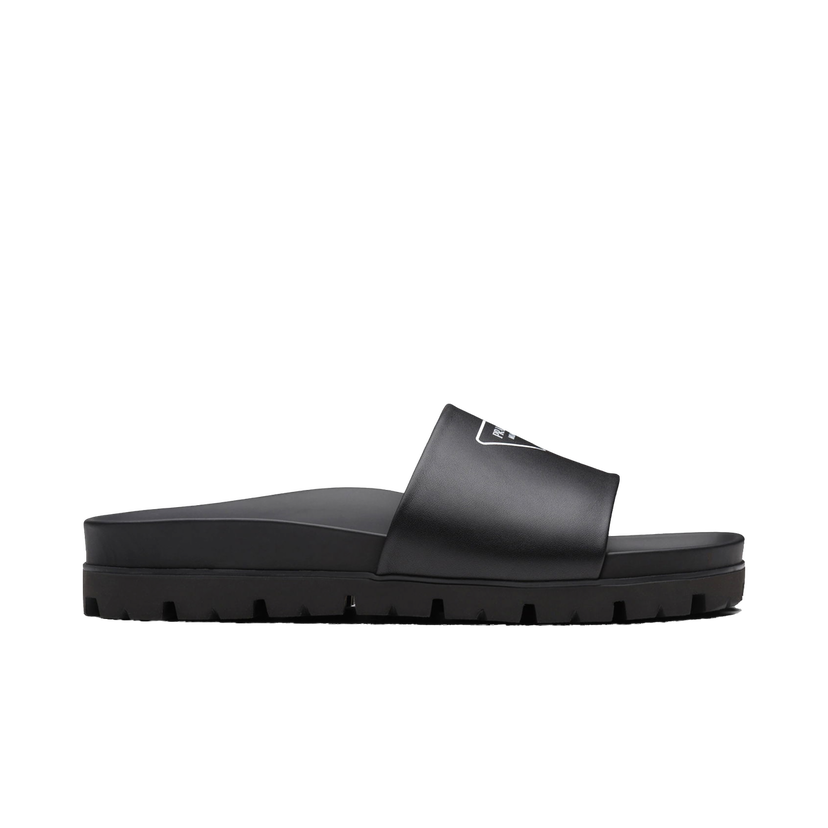 Sneakers og sko Prada Logo Leather Slide Sort | 2X3060_A21_F0002