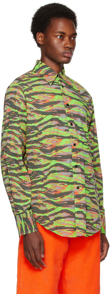 Skjorte ERL Abstract Print Long Sleeve Shirt Grøn | ERL06B005, 1