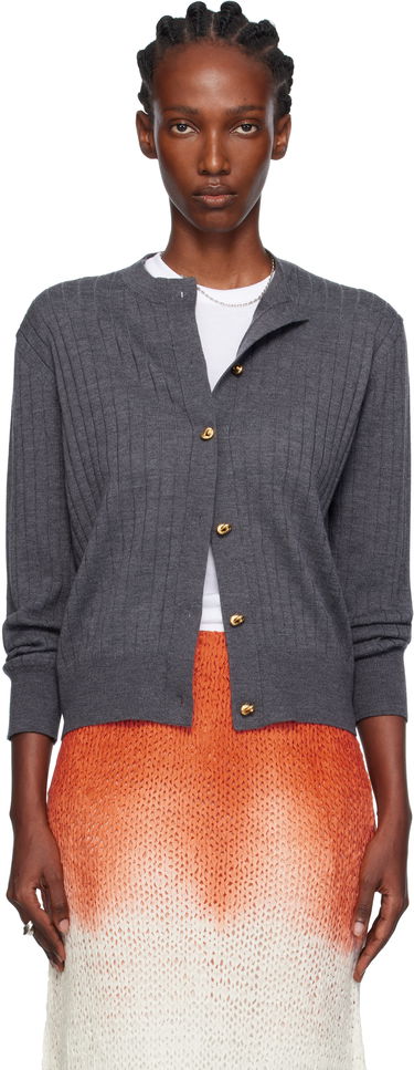 Sweater Bottega Veneta Bottega Veneta Wool Rib Knit Cardigan Grå | 835337 V5L70, 0