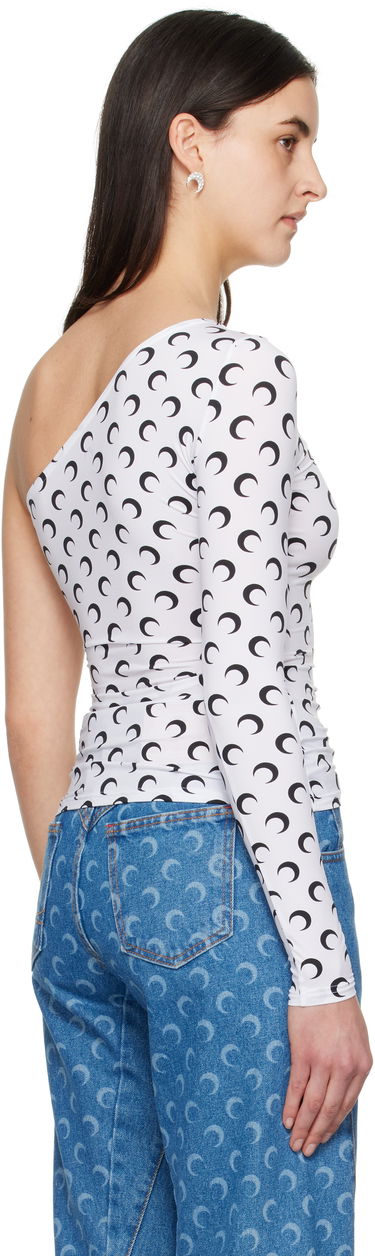 Tanktop Marine Serre Marine Serre Moon Jersey Asymmetric Top Hvid | WTS014A CJER0001, 2