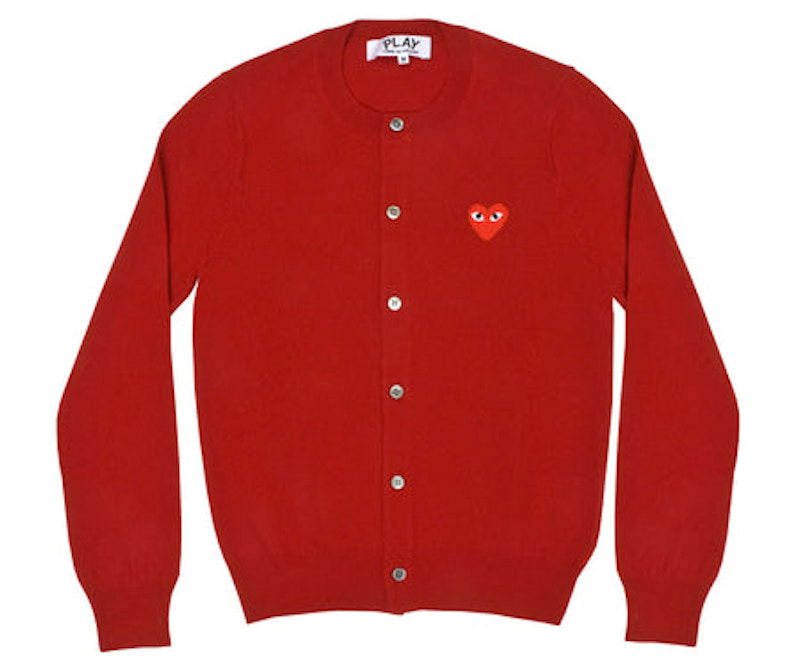 Sweater Comme des Garçons Play Heart Knit Cardigan Rød | AZ-N007-051-5