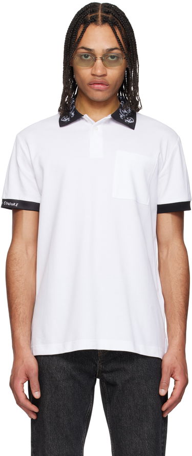 Polo skjorte Versace Versace Jeans Couture Baroque Collar Polo Hvid | E78GAGT04_ECJ01T, 0