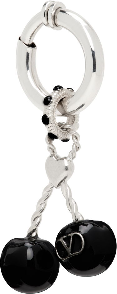 Øreringe Valentino Valentino Garavani Chez Valentino Silver-Tone & Black Onyx Cherry Clip-On Single Earring Metalisk | 7Y2J0AK1MJP, 1