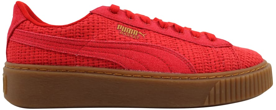 Sneakers og sko Puma Basket Platform Woven High Risk Red/Gold W Rød | 364847-01, 0