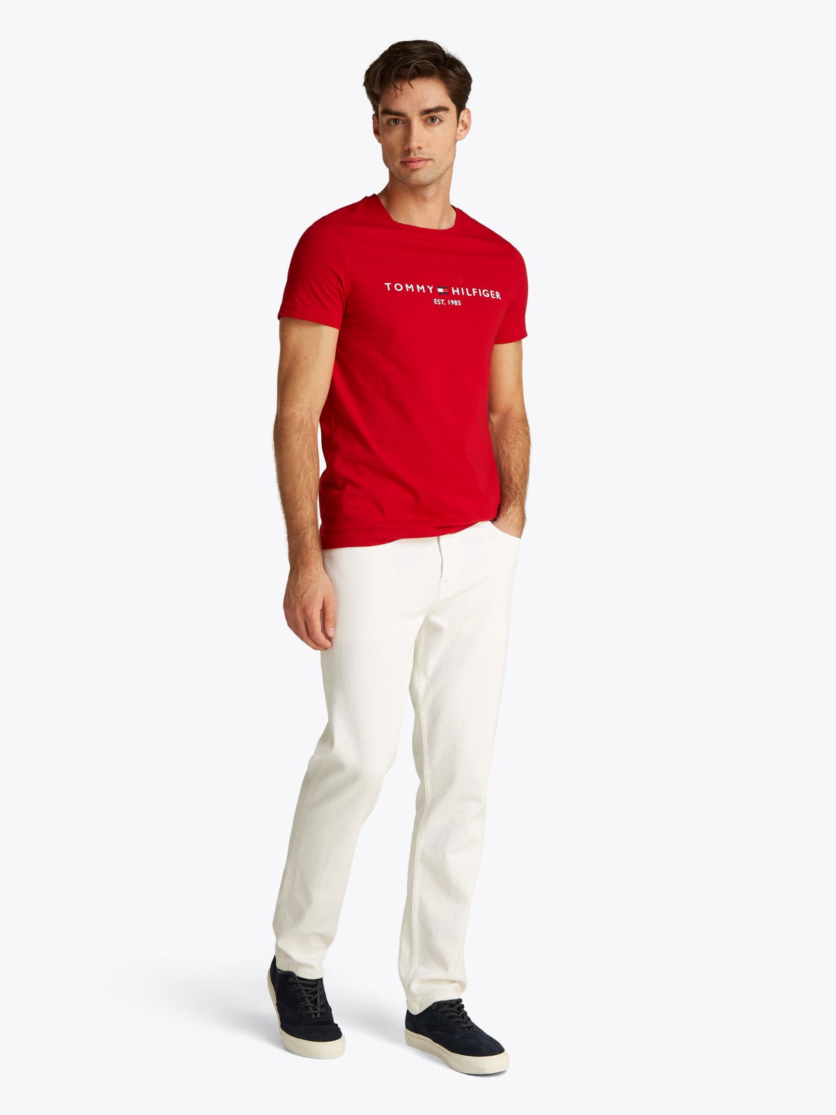 T-shirt Tommy Hilfiger Tommy Hilfiger Logo T-Shirt Rød | MW0MW11797XLD, 1
