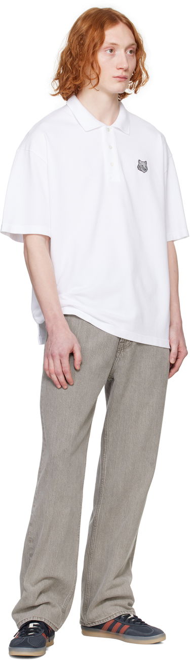 Polo skjorte MAISON KITSUNÉ Maison Kitsuné Fox Head Patch Oversize Polo Hvid | OM00213KJ7010, 3