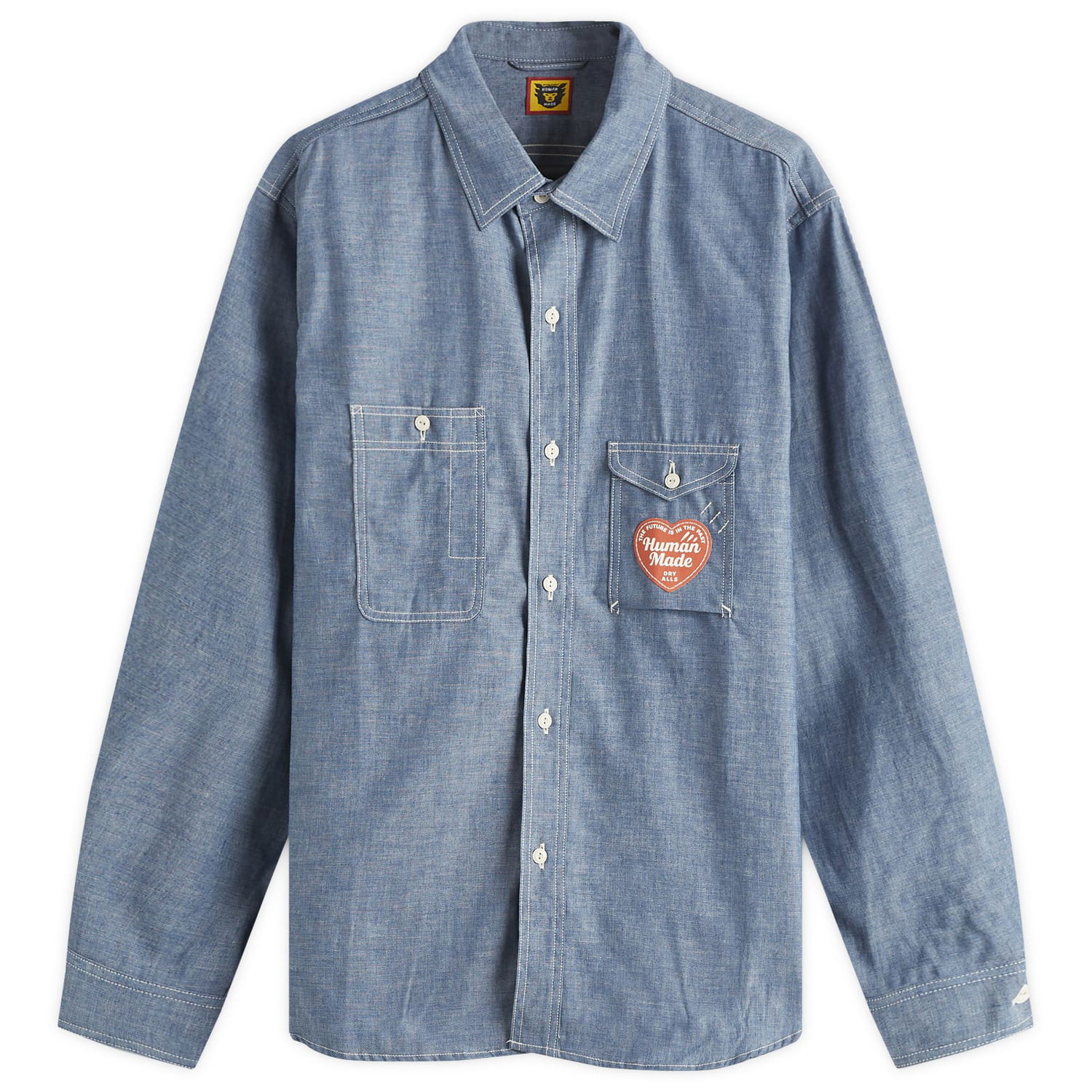Skjorte Human Made Chambray Work Shirt Size Medium Blå | HM28SH004-BL, 0