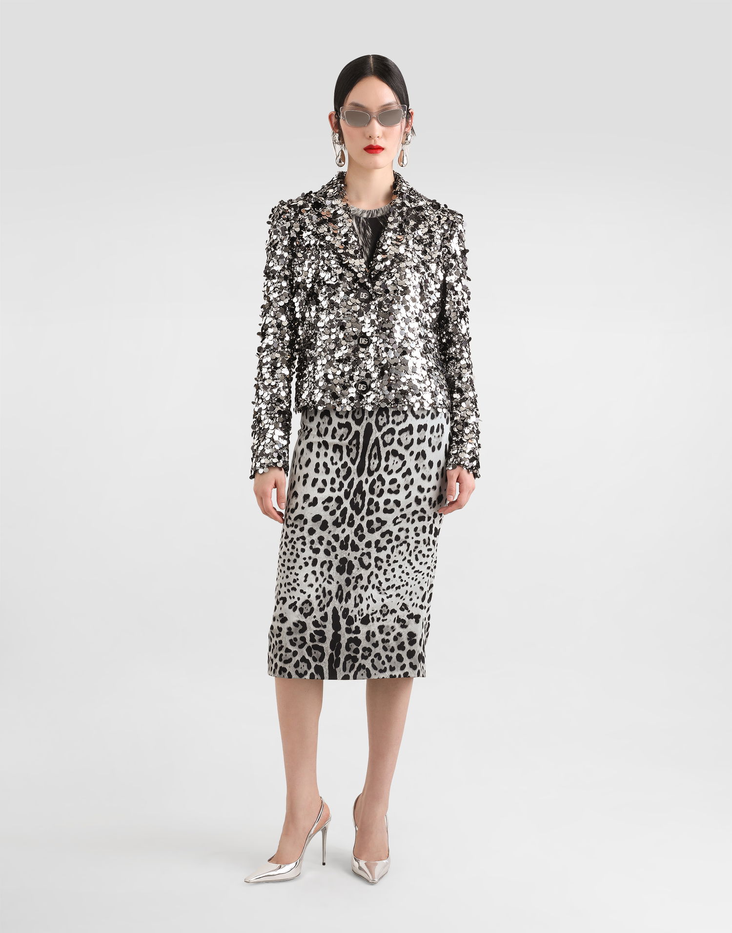 Jakke Dolce & Gabbana Short Sequin Embellished Jacket Metalisk | F27DHTFLSJ8S0998, 1