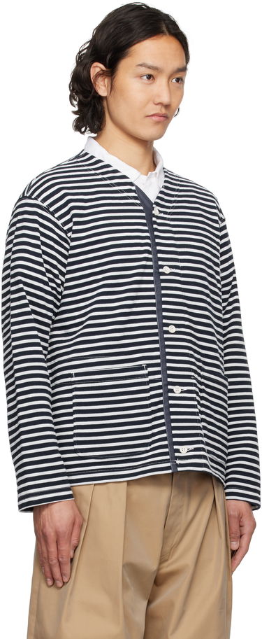 Sweater Engineered Garments Engineered Garments PC Stripe Jersey Knit Cardigan Mørkeblå | 25S1B030, 1