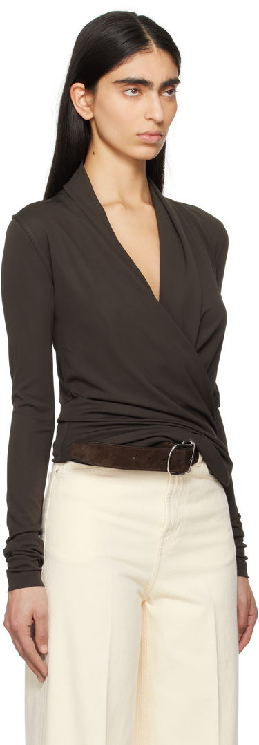 Sweater TOTEME TOTEME Overlapped Jersey Wrap Top Brun | 252-WRT0443-FB0162, 1