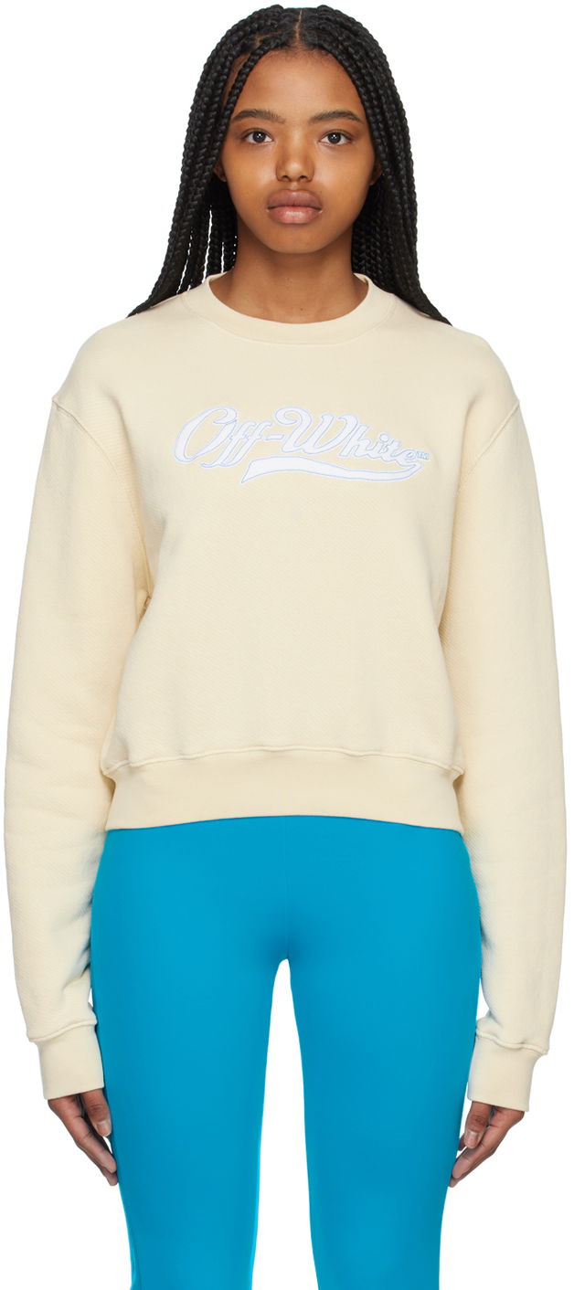 Sweatshirt Off-White Embroidered Logo Sweatshirt Beige | OWBA061S23JER0066145
