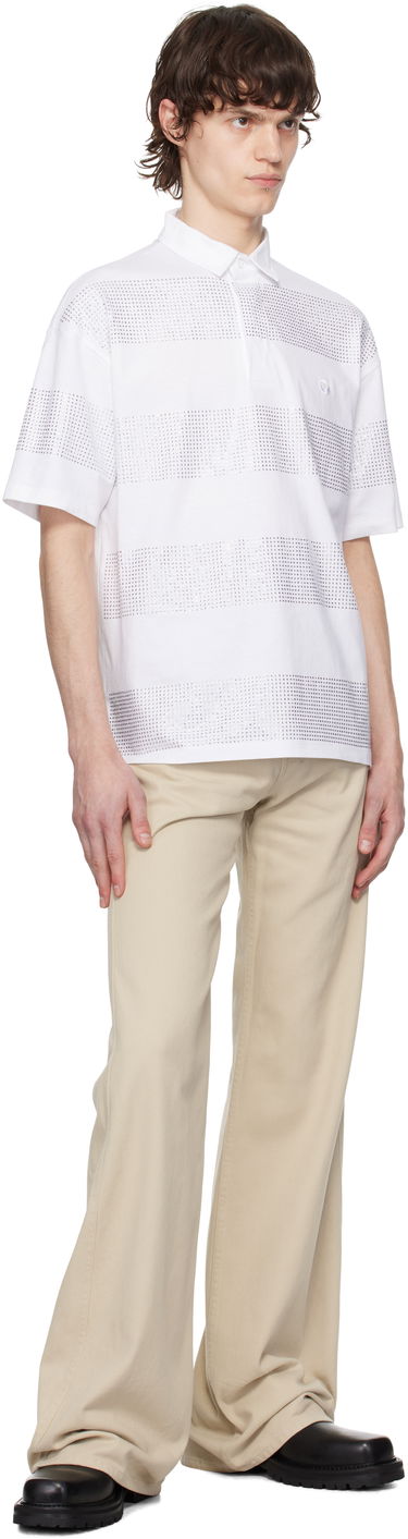 Polo skjorte Coperni Coperni Crystal Striped Polo Hvid | COPJS117CRF5026MEN, 3