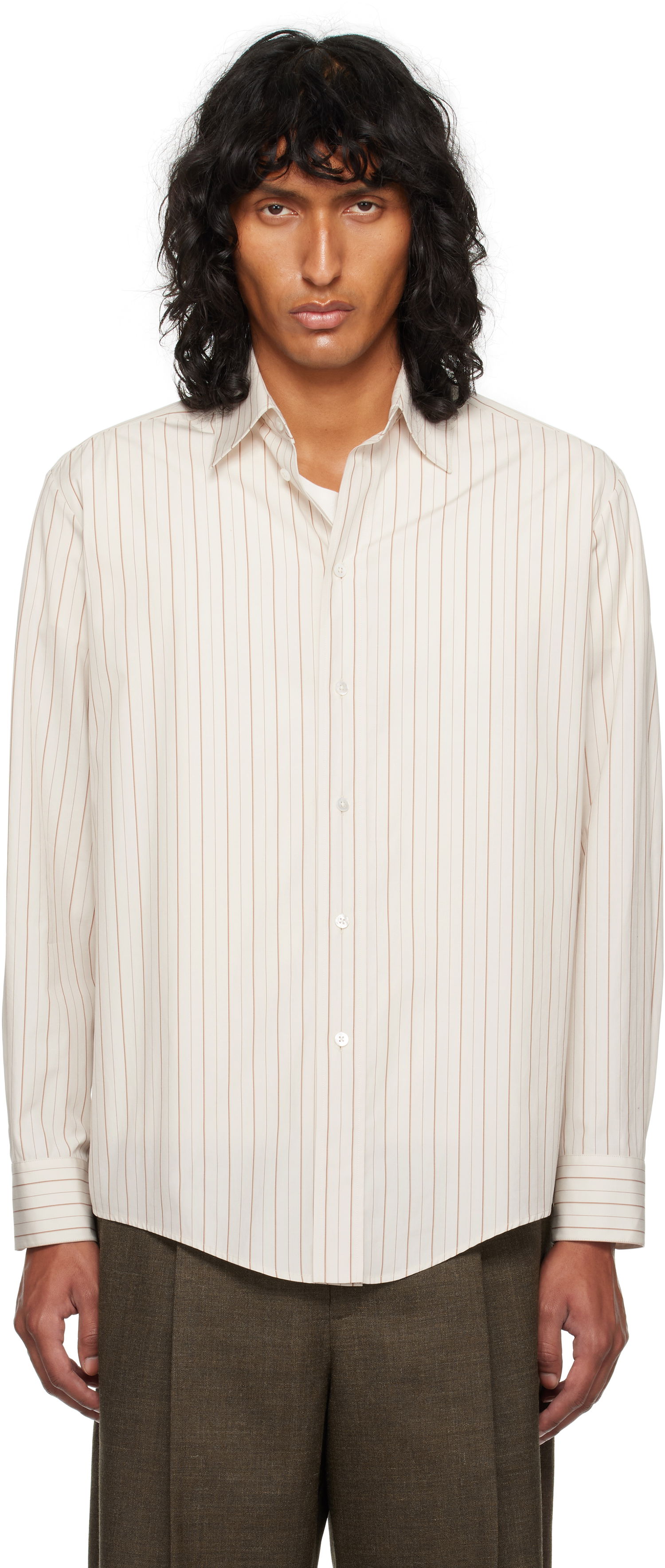 Skjorte The Row Luigi Striped Shirt Beige | 805-W3498, 0