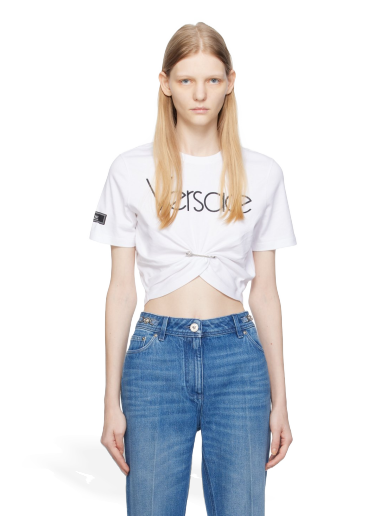 T-shirt Versace White Safety Pin Hvid | 1011331_1A09120