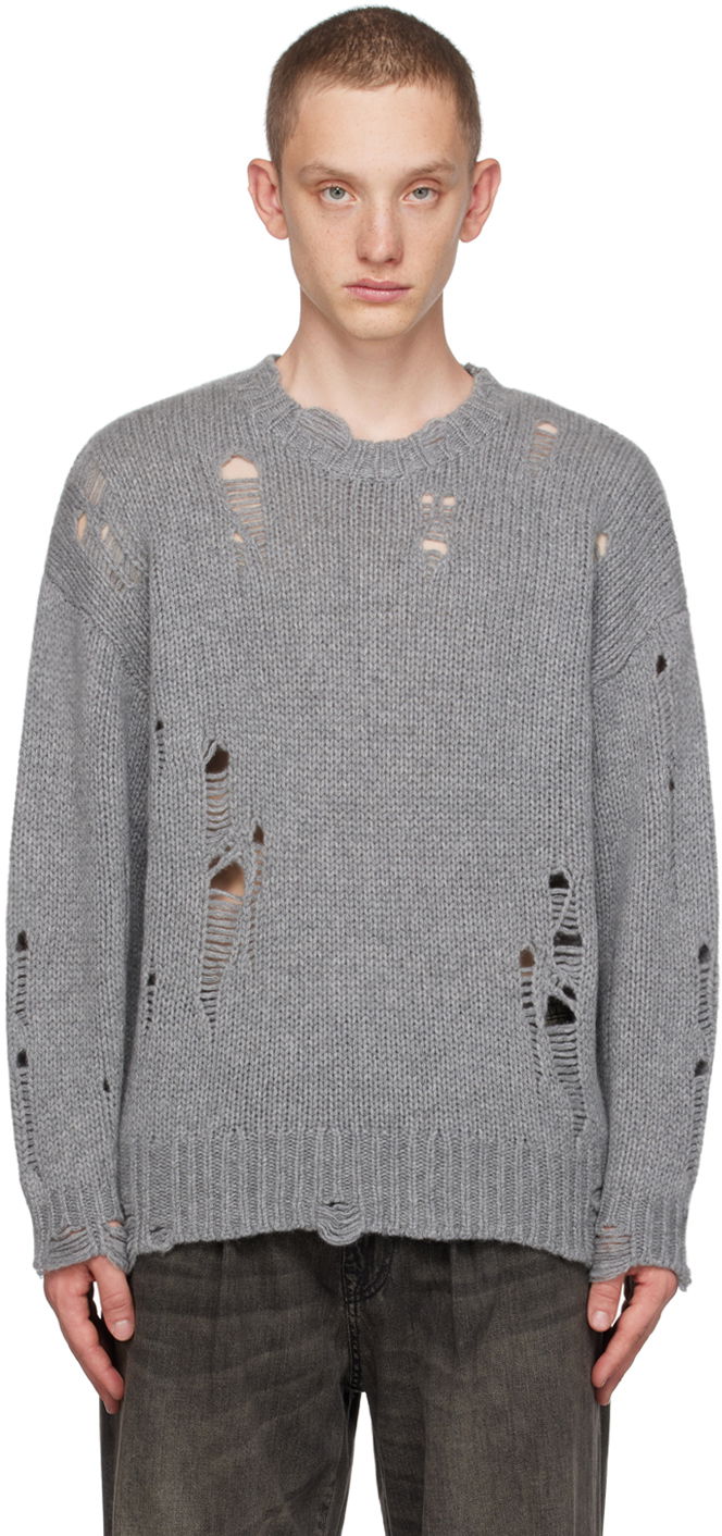 Sweater R13 R13 Distressed Knit Sweater Grå | R13WY089-Y003B, 0