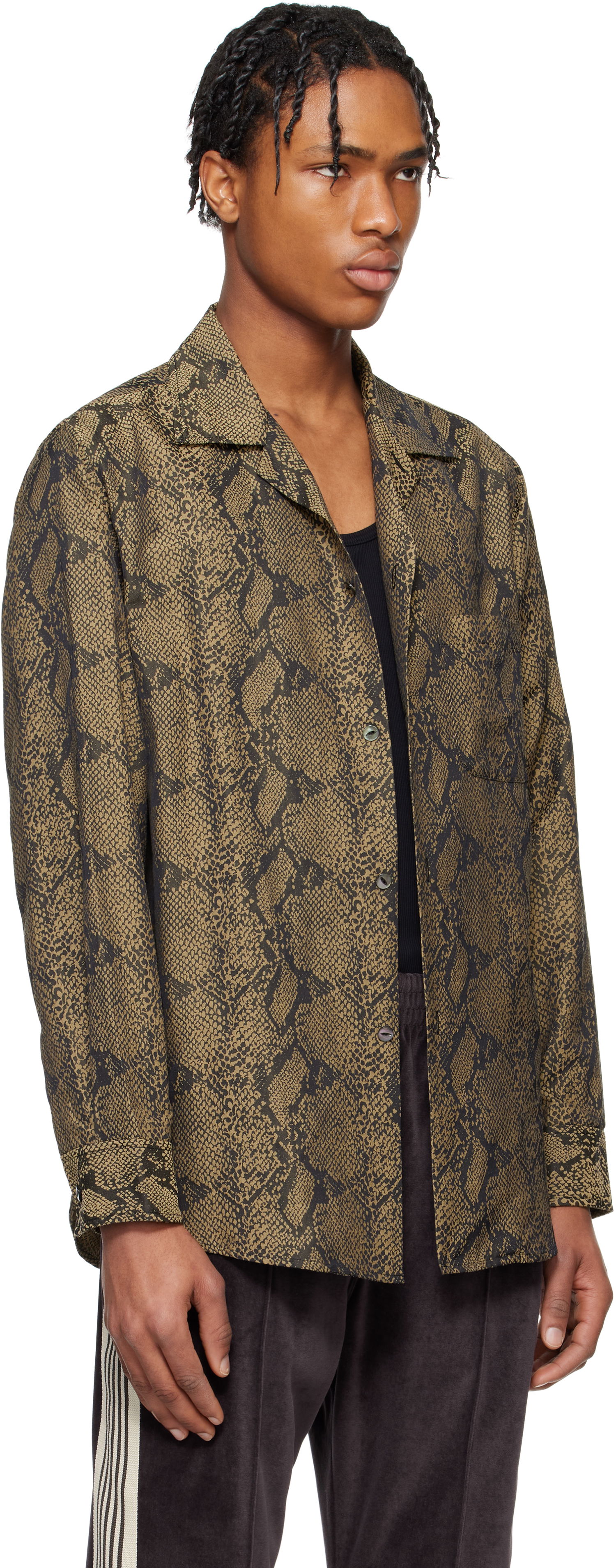 Skjorte Needles Needles One-Up Snakeskin Print Shirt Brun | QV103, 1