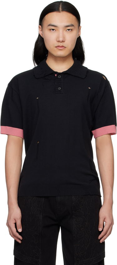 Polo skjorte Andersson Bell Andersson Bell Damaged Knit Polo Sort | atb1243m, 0
