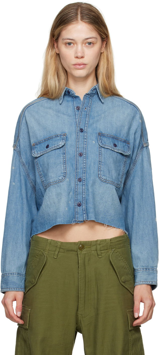 Skjorte R13 R13 Cropped Denim Shirt Blå | R13W3163 243