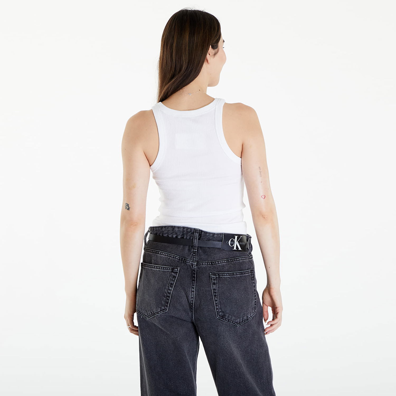 Jeans CALVIN KLEIN Dámské tílko Jeans Variegated Rib Woven Top Bright White Hvid | J20J223104 YAF, 1
