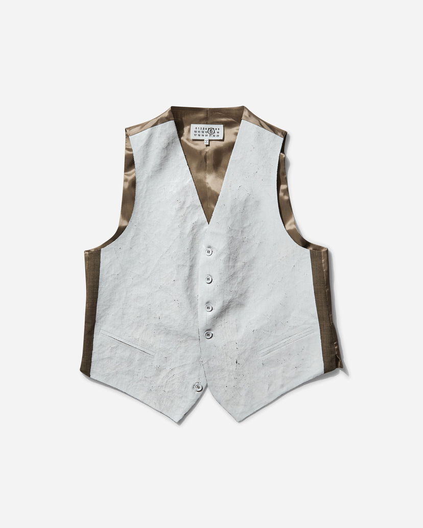 Vest Maison Margiela Half Painted Waistcoat Hvid | SH2FB0008 002F