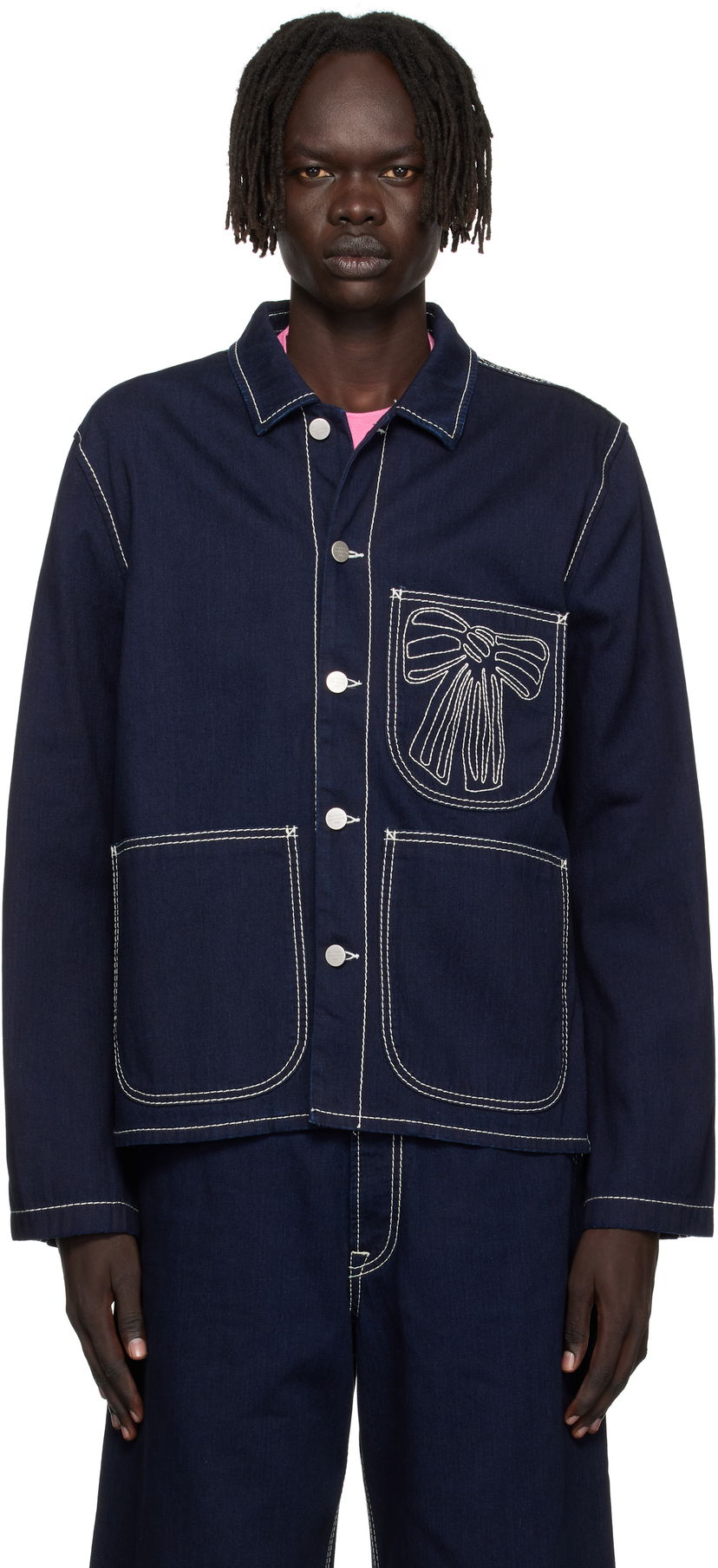 Jakke Acne Studios Acne Studios Embroidered Denim Jacket Mørkeblå | C90204-