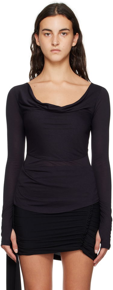 T-shirt Helmut Lang Helmut Lang Cowl Neck Long Sleeve T-Shirt Sort | N06HW522, 0