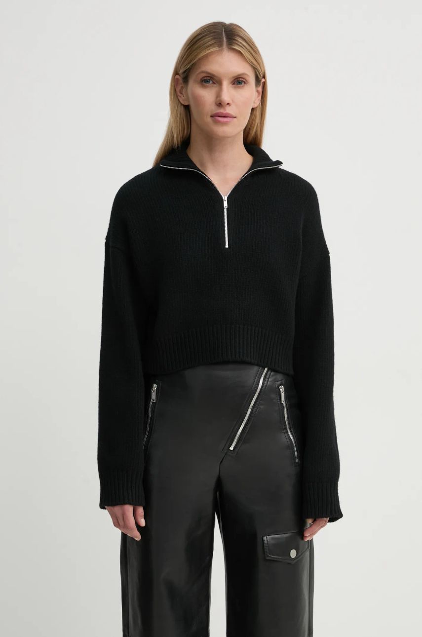 Sweater Nanushka SONORE Half-Zip Cropped Sweater Sort | NW24FWSW42500, 0