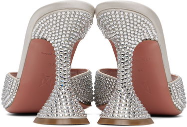 Skopleje Amina Muaddi Amina Muaddi Caroline Crystal Slipper Heeled Sandals Hvid | CAROLINE CRYSTAL SLIPPER CL, 1