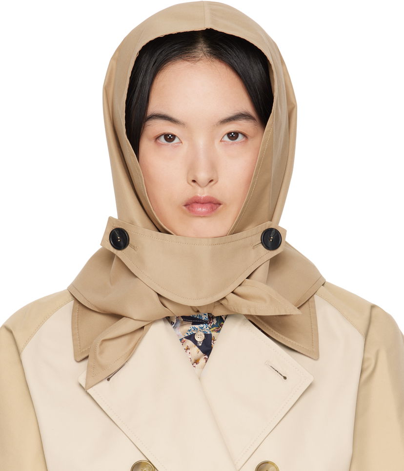 Tørklæde Max Mara Weekend Max Mara Spiga Cotton Hood Beige | 2515571074600