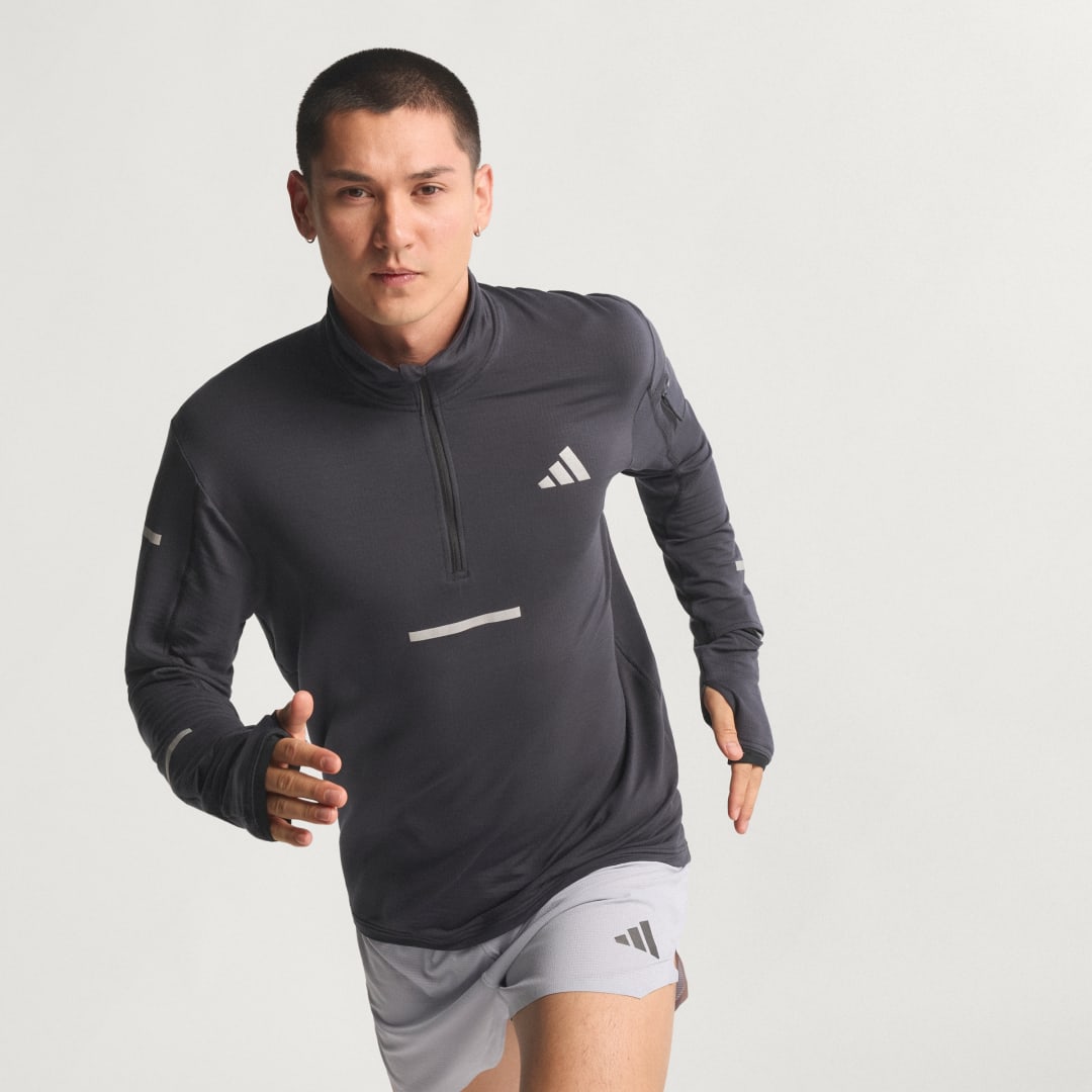 Sweatshirt adidas Performance Adi365 Climawarm+ Running Half-Zip Top Grå | JP3843, 0