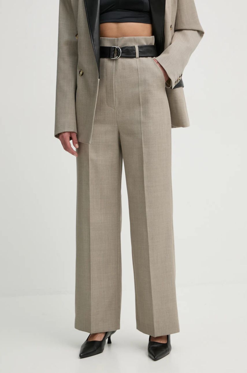 Bukser Nanushka High Waisted Wide Leg Dress Pants Beige | NW24FWPA37570, 0
