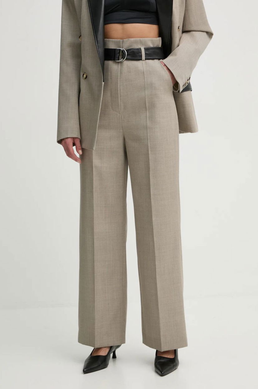 Bukser Nanushka High Waisted Wide Leg Dress Pants Beige | NW24FWPA37570