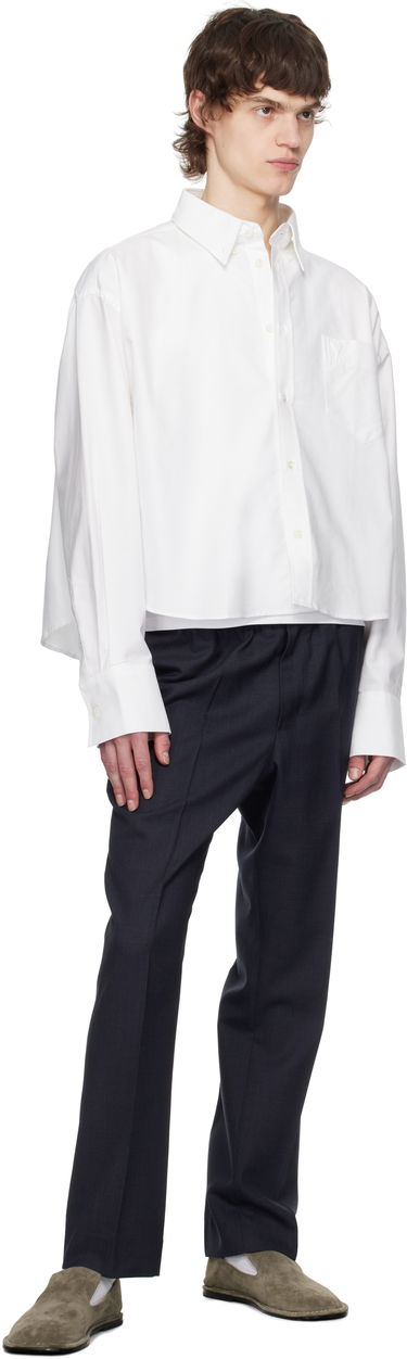 Skjorte AMI AMI Paris Cropped Oversized Shirt Hvid | USH123.CO0031, 3
