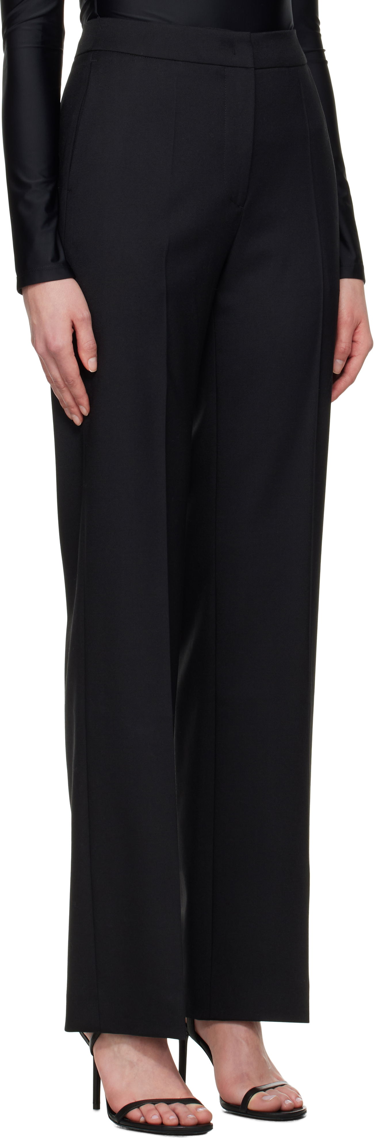 Bukser Marine Serre Marine Serre Virgin Wool Twill Wide Leg Trousers Sort | WPA154A RWOV0001, 1