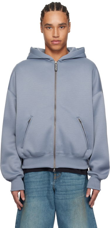Sweatshirt Palm Angels Palm Angels Neoprene Zip-Up Hoodie Blå | PMEA292S25FAB0010909, 0