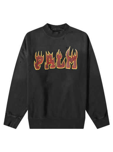 Sweater Palm Angels Flames Crewneck Grøn | PMBA065S23FLE0081025