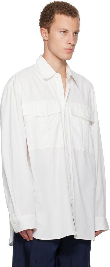 Skjorte Dries Van Noten Dries Van Noten Oversized Cotton Long-Sleeve Shirt with Flap Pockets Hvid | 252-020768-2294, 1