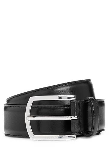 Bælter BOSS Leather Belt with Branded Buckle and Full Lining Sort | 50529626