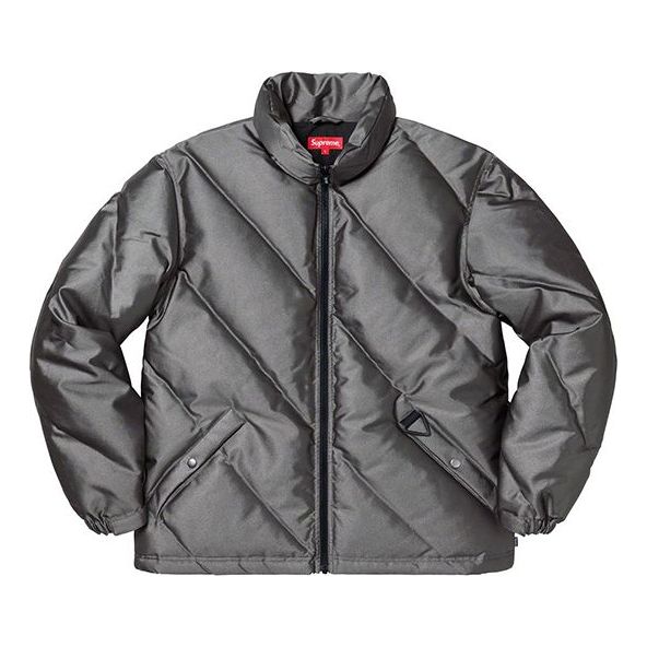 Puffer jakke Supreme Puffy Diagonal Stitch Jacket Grå | SUP-FW19-961