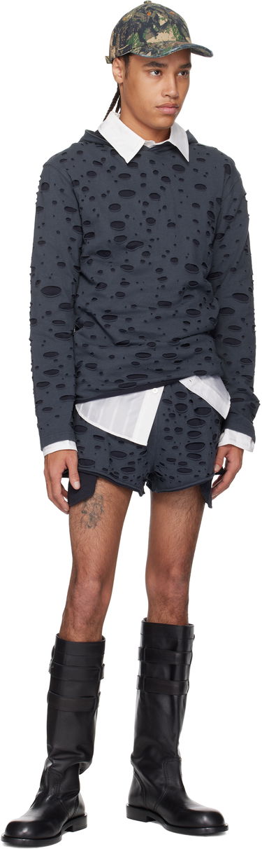 Sweatshirt Acne Studios Acne Studios Layered Knitted Hoodie Mørkeblå | BL0407-, 3
