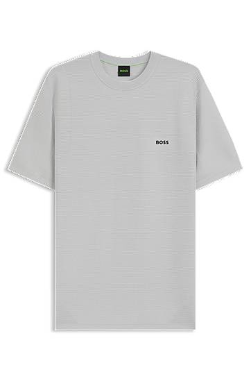 T-shirt BOSS BOSS Rib-Knit T-Shirt with Logo Grå | 50541939