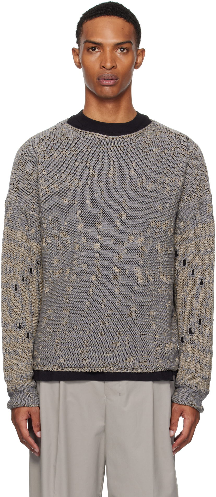 Sweater ROA ROA Vortex Crewneck Sweater Grå | RBMW0439YA62