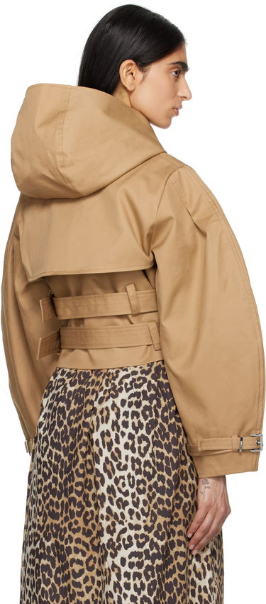 Trenchcoat GANNI Ganni Bonded Cotton Short Trench Jacket Brun | W0220, 2