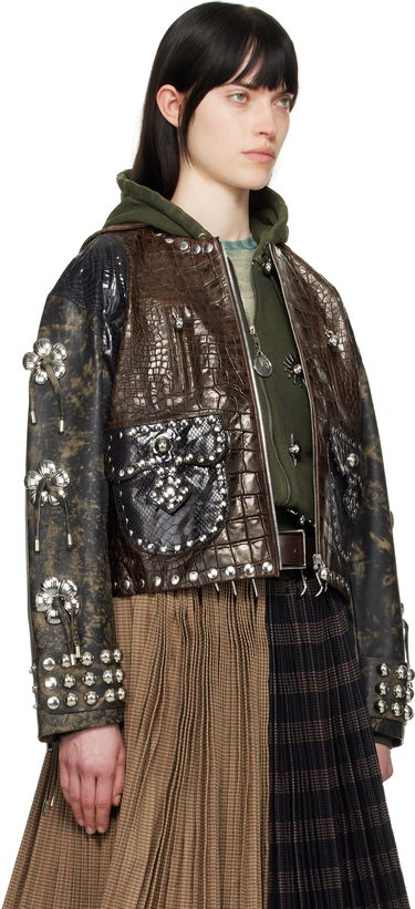 Jakke Chopova Lowena Chopova Lowena Afterclap Studded Cropped Jacket Brun | 5300, 1