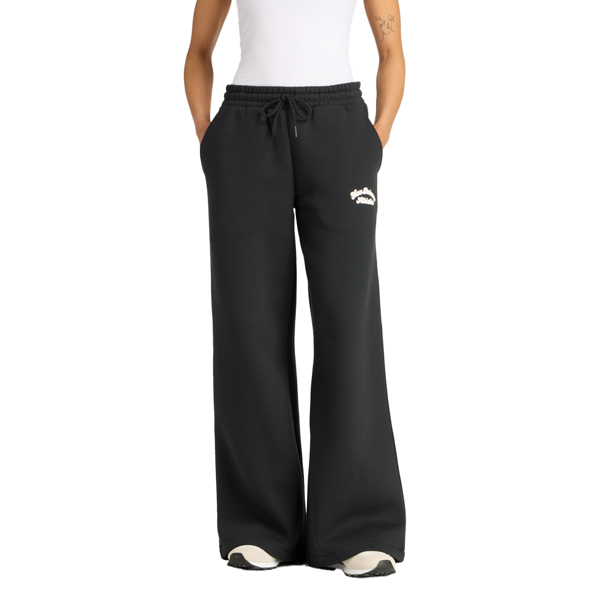 Joggingbukser New Balance Linear Heritage Wide-Leg Drawstring Sweatpants Sort | WP53902-BK, 0