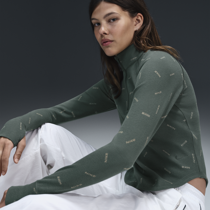 T-shirt Nike Long Sleeve T-Shirt Slim Fit With Zipper Grøn | FV7821-338