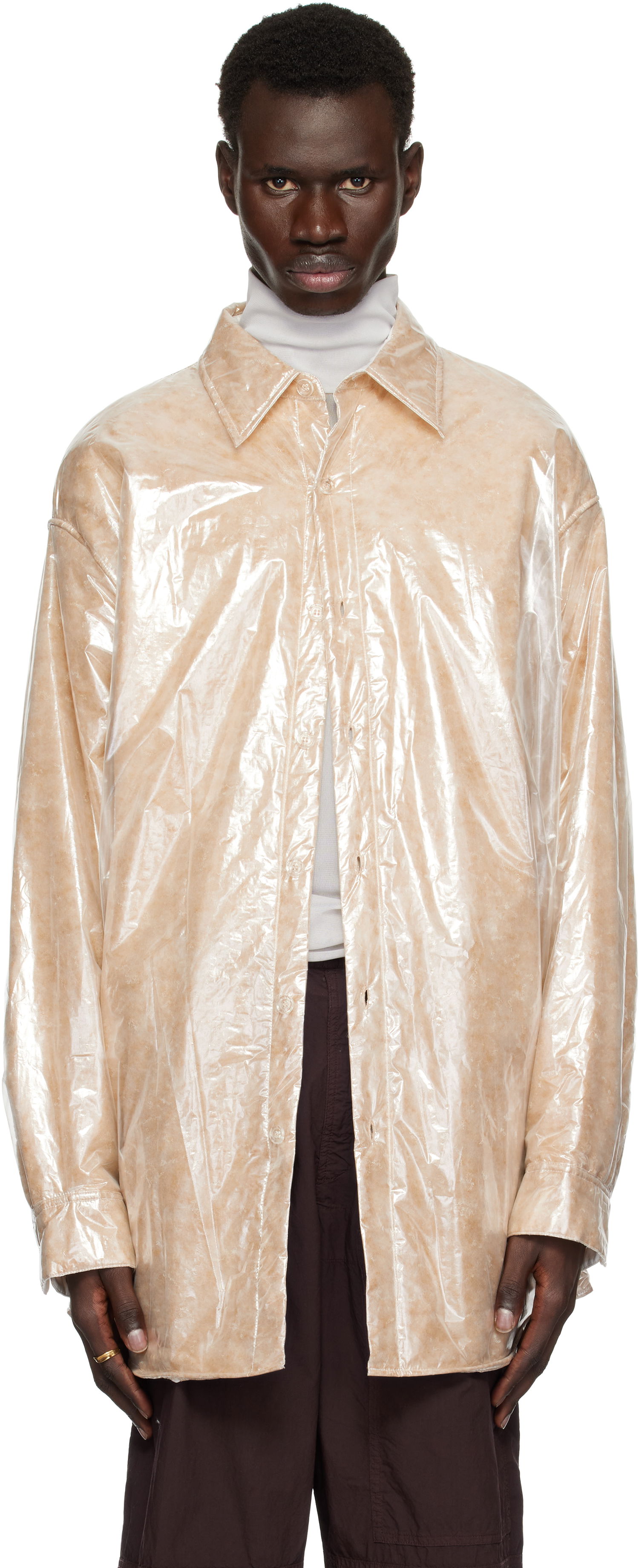 Skjorte Dries Van Noten Dries Van Noten Oversized Puffed Overshirt Beige | 251-020713-1257, 0