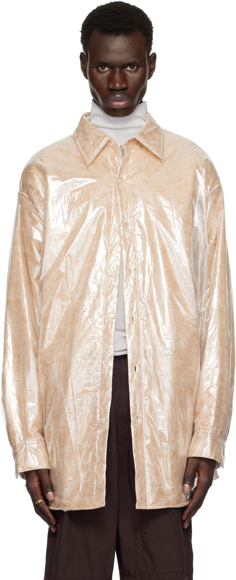 Skjorte Dries Van Noten Dries Van Noten Oversized Puffed Overshirt Beige | 251-020713-1257