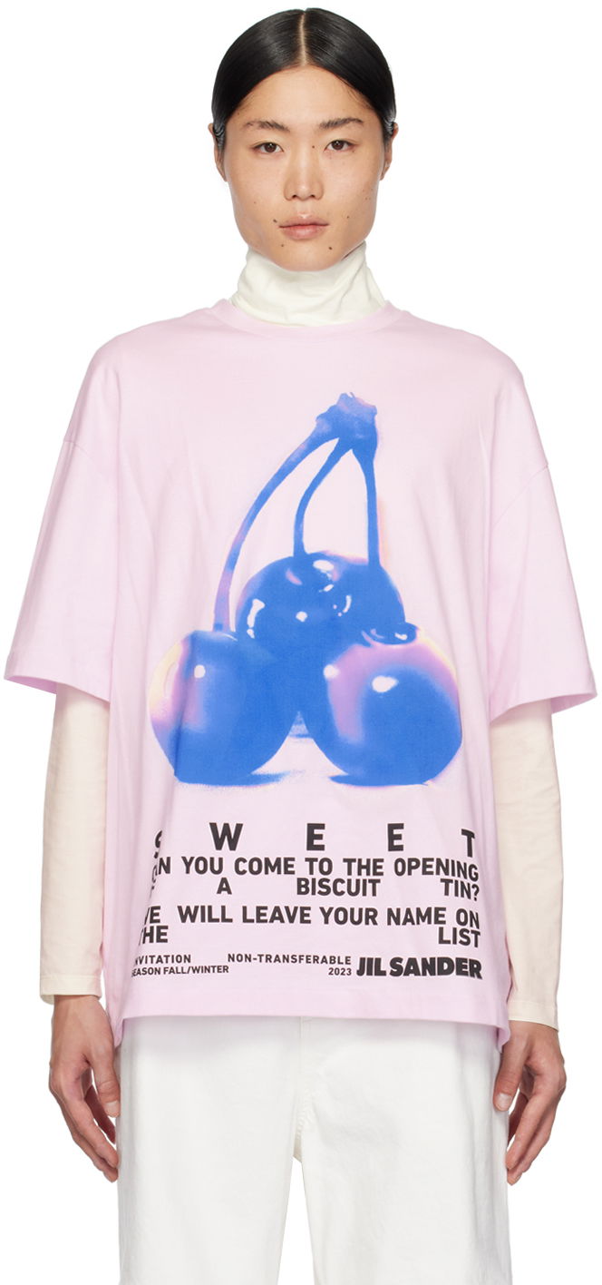 T-shirt Jil Sander Printed T-Shirt Lyserød | J21GC0131 J20117, 0